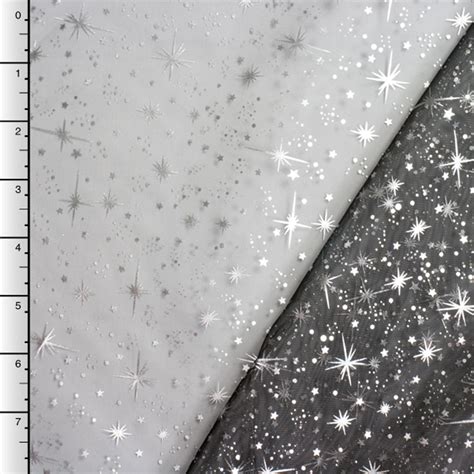 polyester knit fabric with metallic stars|Metallic Silver Stars on Black .